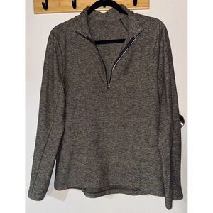 Men's Lululemon Small Quarter‎ Zip Pullover Dark Green/Grey Back Zip Pocket
